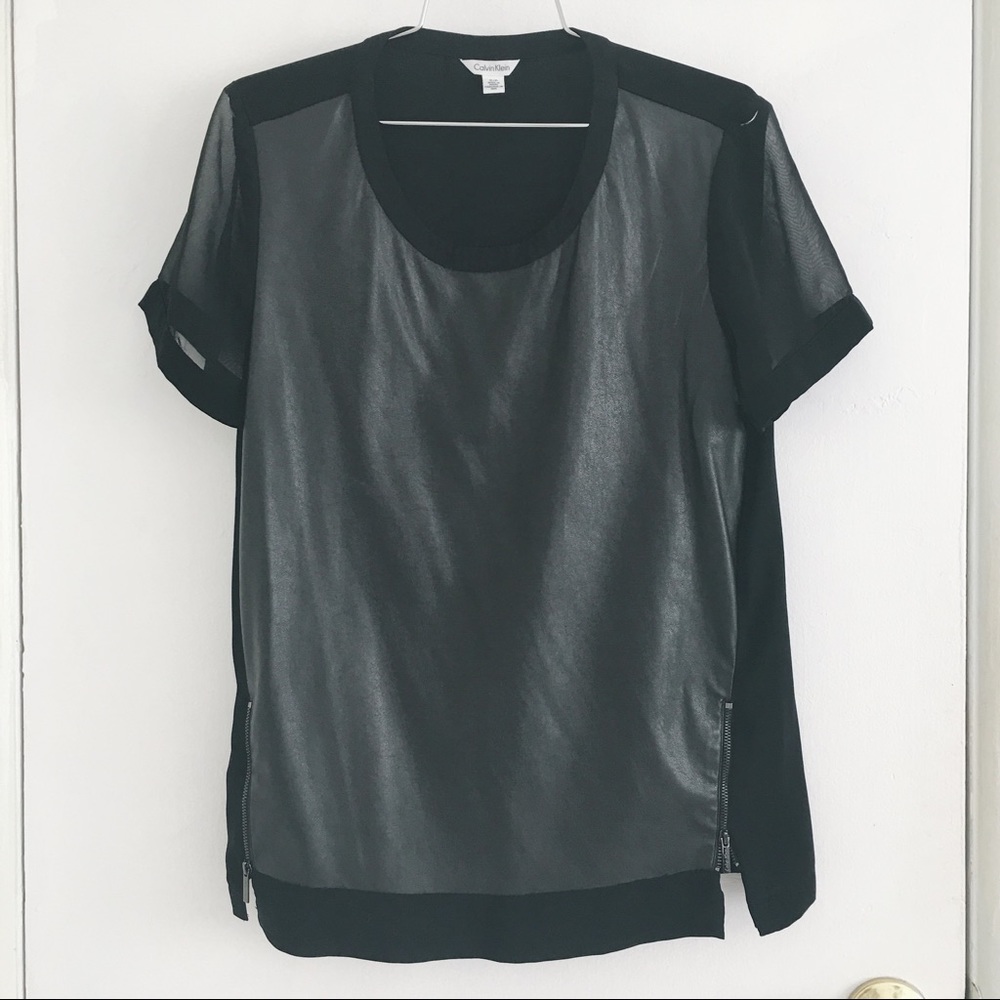 Calvin Klein Faux Leather Tee Shirt