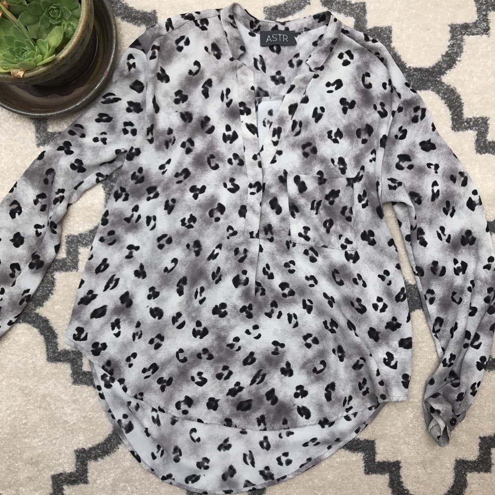 ASTR Nordstrom cheetah chiffon top