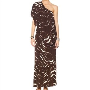 Michael Kors 1 shoulder flutter sleeve maxi dress