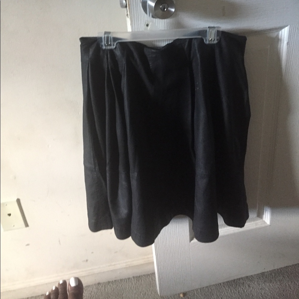 Distress leather skater skirt