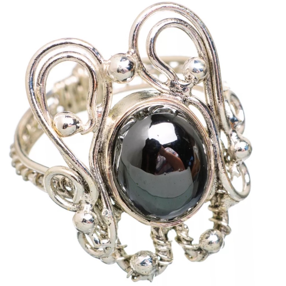 Artisan Crafted Hematite Silver Ring