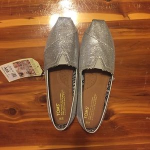 TOMS Silver Glitter Shoes