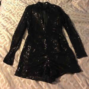 Black sequin romper