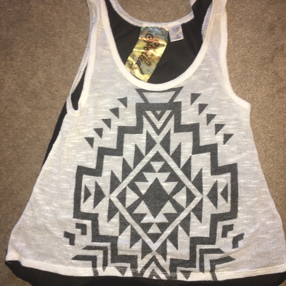 Black and white Aztec tank