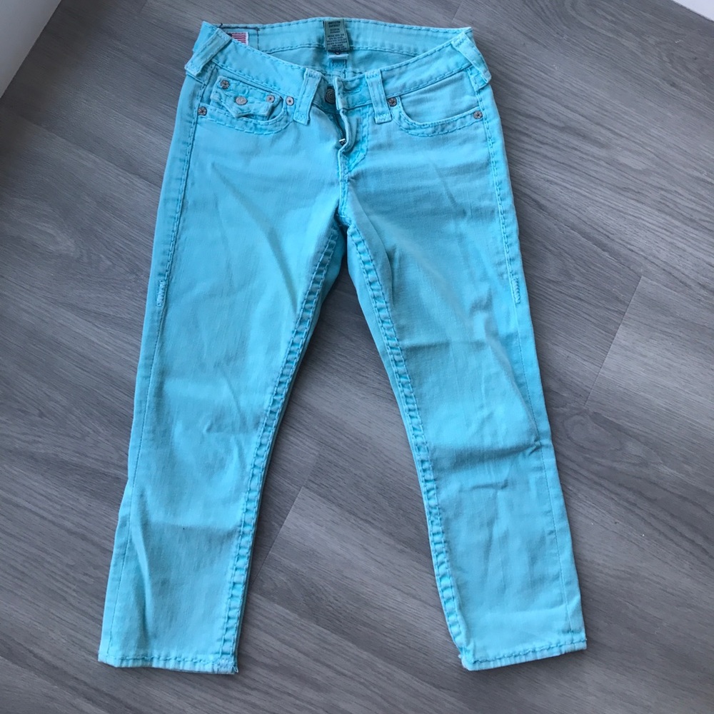 Turquoise True Religion Capris