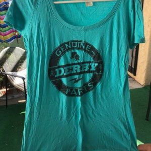 Teal/turquoise genuine derby parts tee shirt