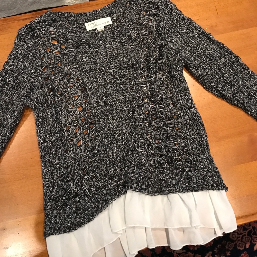 "Vintage Havana" Sweater with Silk Ruffle