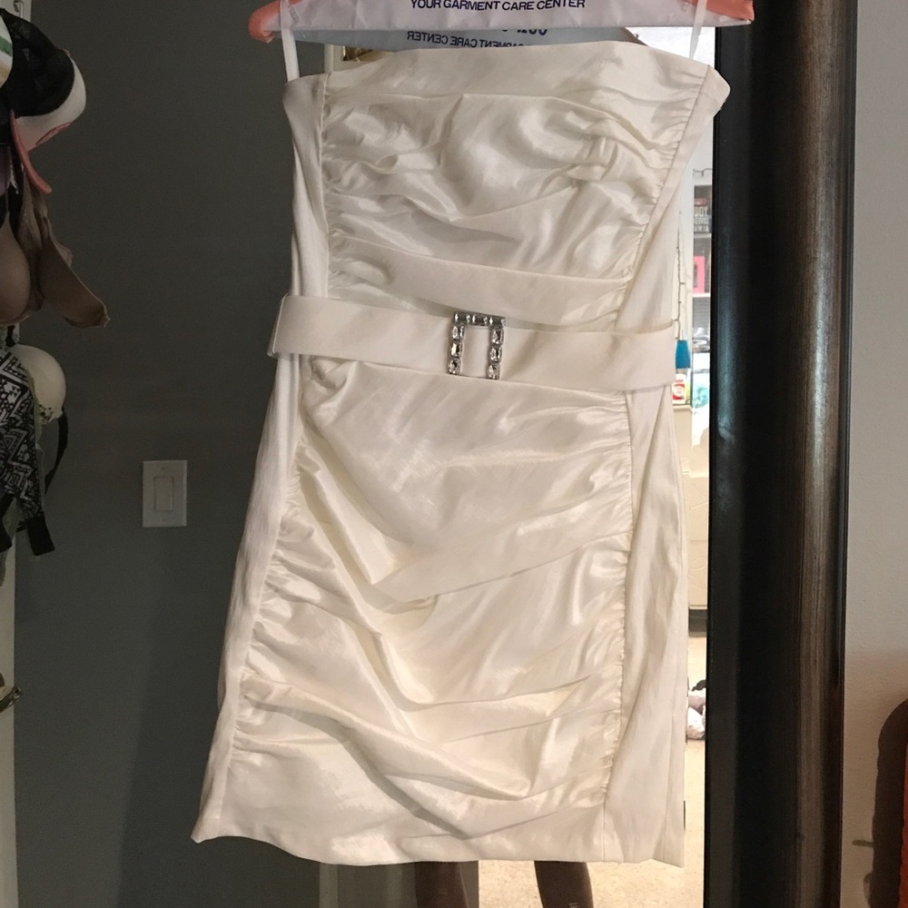 Jessica McClintock white satin dress