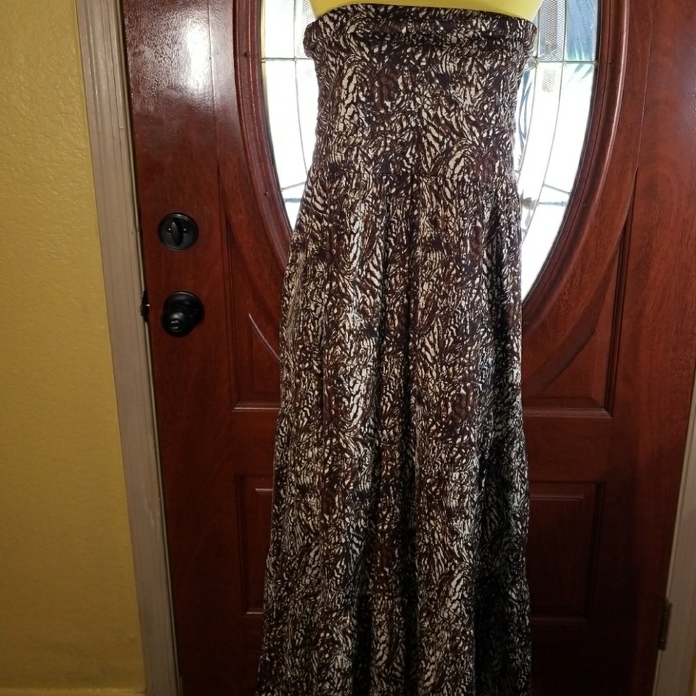 Lapis Brown and Tan Dress