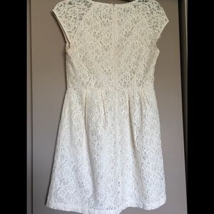 Beige lace dress.