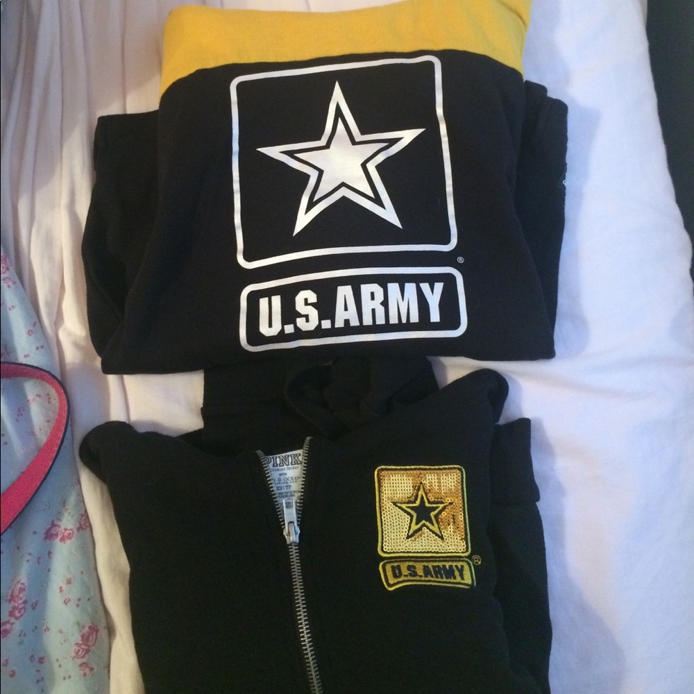 2 PINK Army sweatshirts!