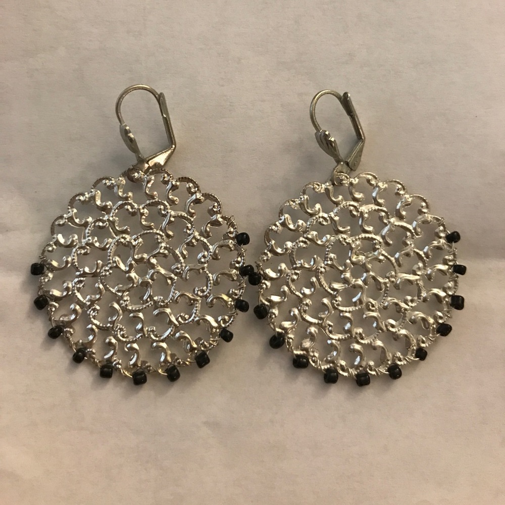 Mesh black and silver light weight earrings