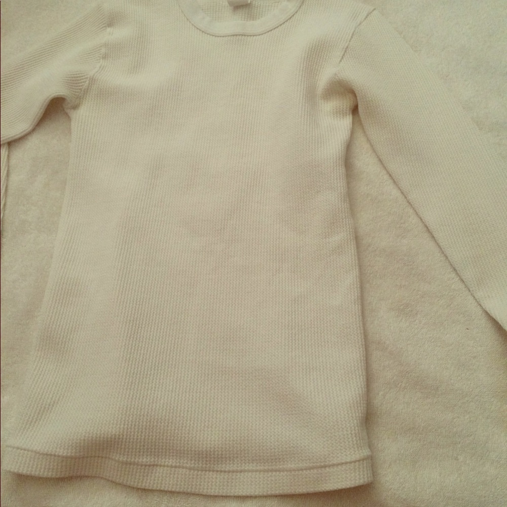 White thermal long sleeve tee
