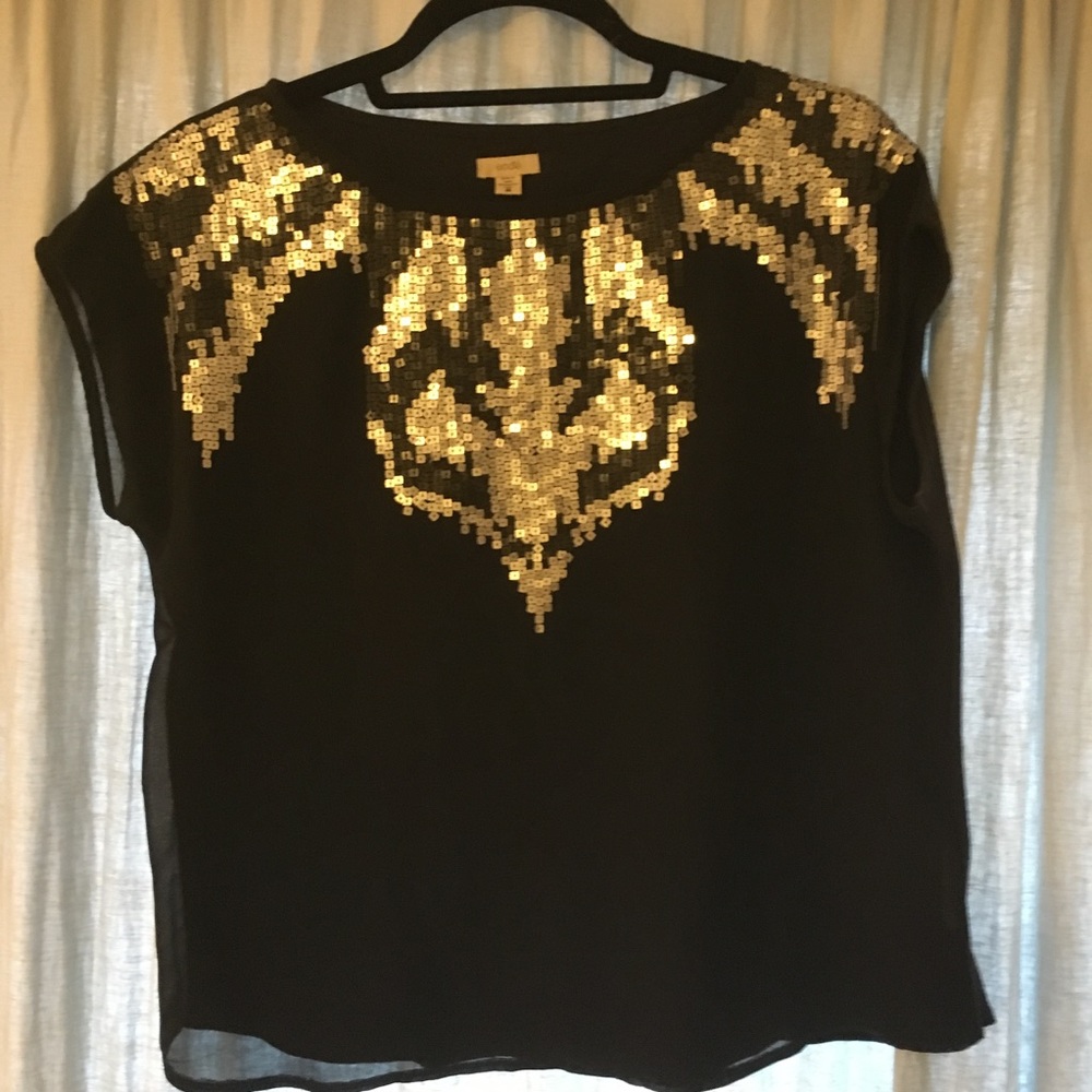 Black Blouse with Sequin Detail