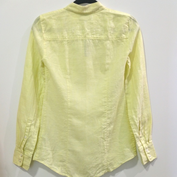 J.Crew Butter Yellow Crosshatch Linen Perfect Shirt - Picture 3 of 4