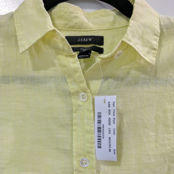 J.Crew Butter Yellow Crosshatch Linen Perfect Shirt - Picture 4 of 4