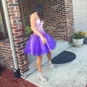purple strapless dress