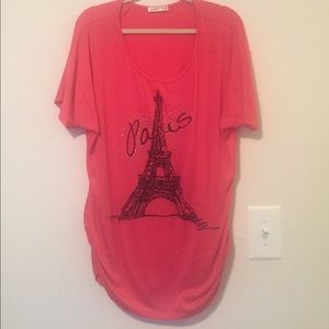 Paris print hot pink tunic top