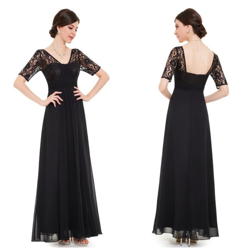 Black lace & chiffon gown