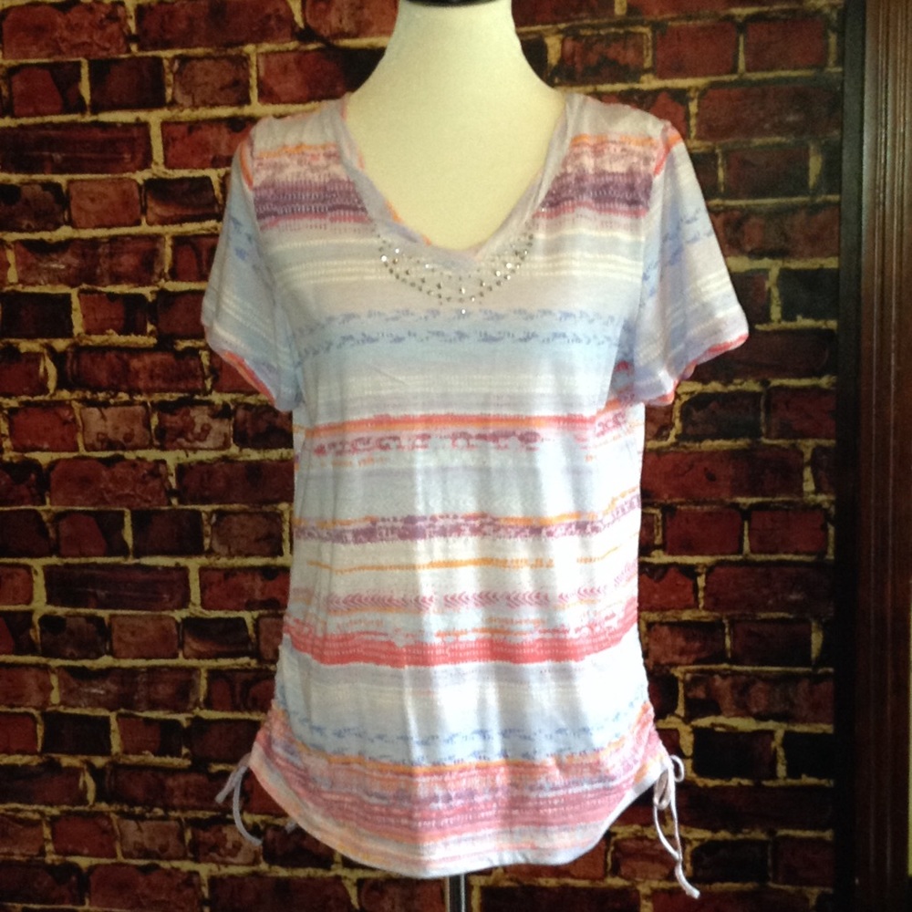 NWOT Gloria Vanderbilt. Multi Color. Cinched Side