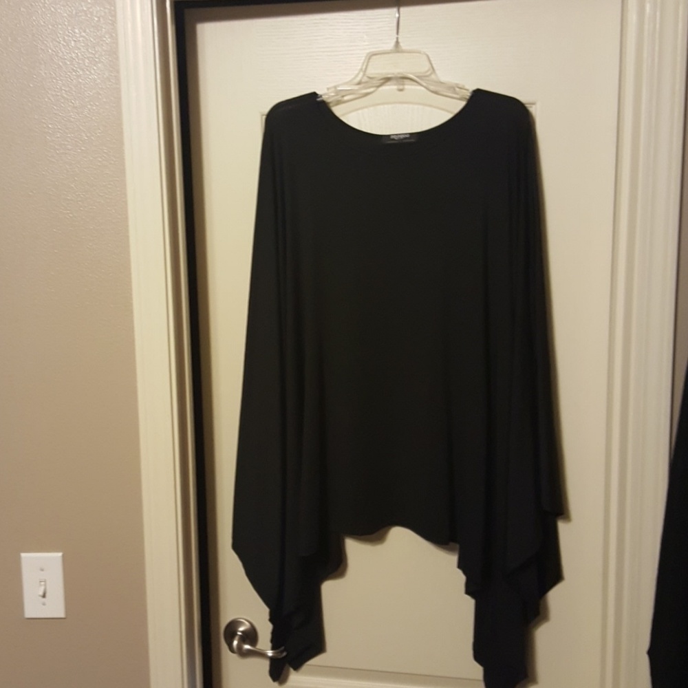 Black batwig sleeve loose tunic shirt-large