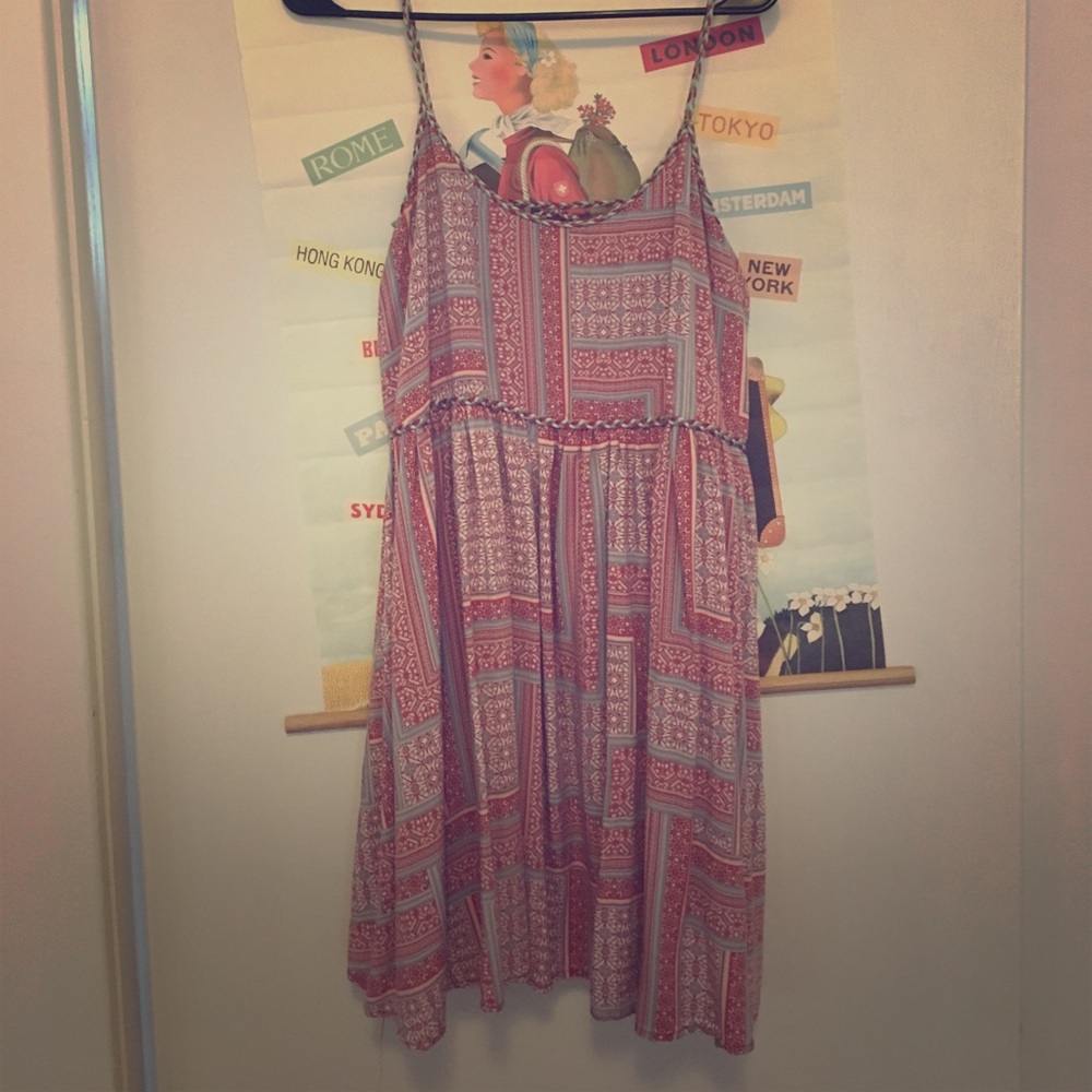 Paper crane strappy flowy mini dress