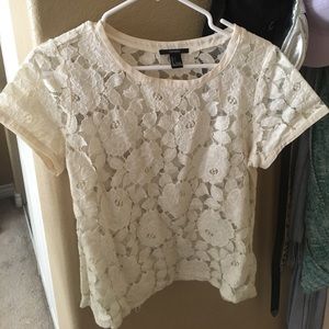 White Floral Mesh/Lace Shirt