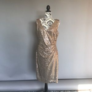 Ralph Lauren gold sequin dress. 14