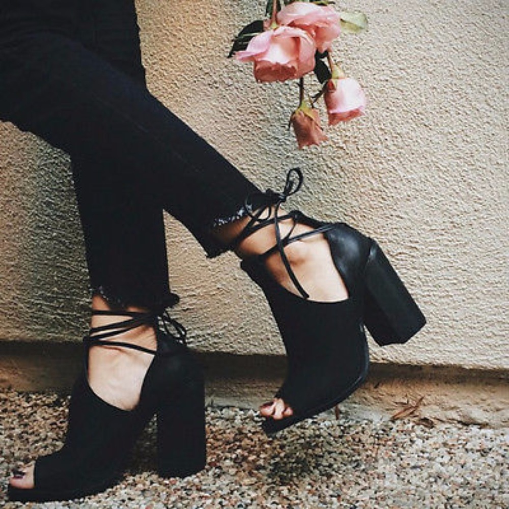 94 Heels by UNIF Genuine Leather Platform Heels