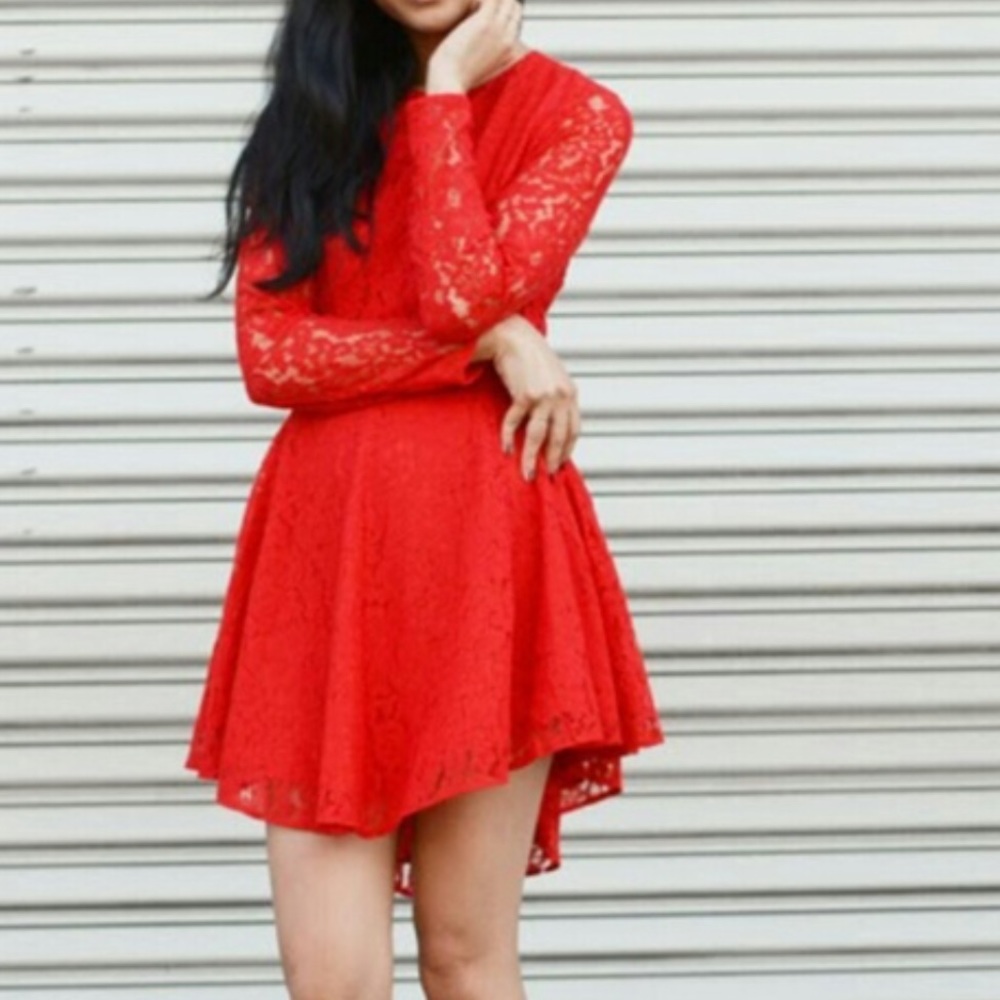 H&M Red lace skater dress
