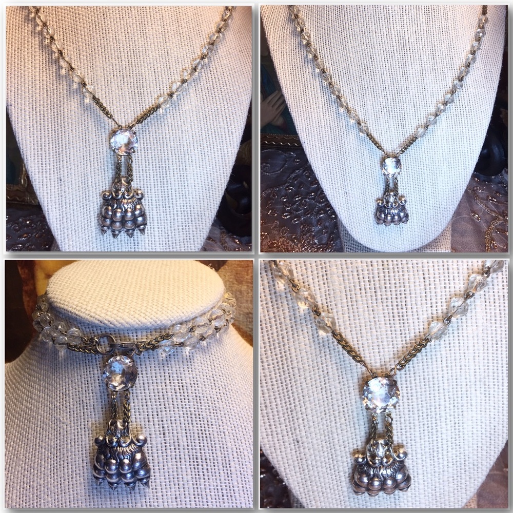 Unique Rosary Bead & Silver Lion's Paw Necklace