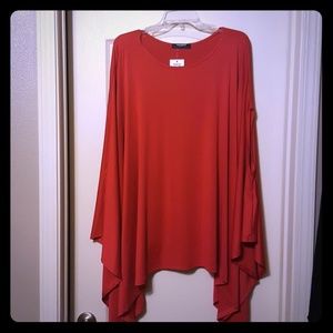 Red batwig sleeve loose tunic shirt-large