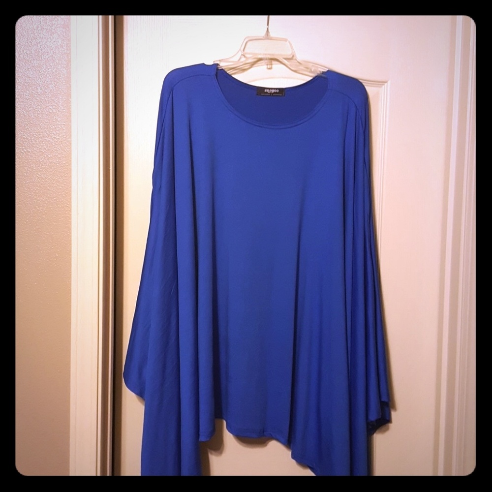 Royal blue batwig sleeve loose tunic shirt-large