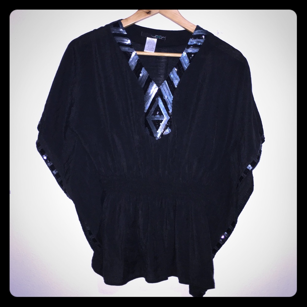 Black sequin top.
