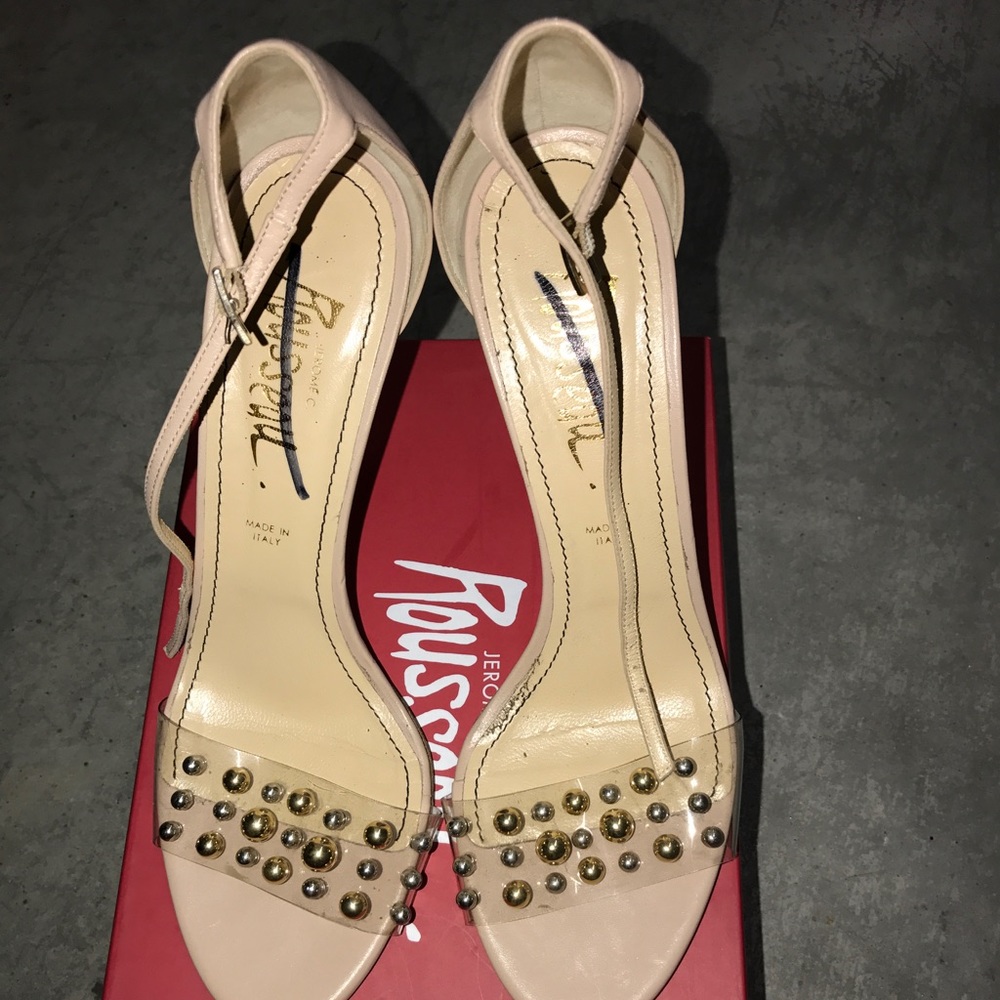 Jerome Rousseau clear and nude pumps with studs