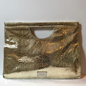 Gold Snakeskin Oversized Clutch