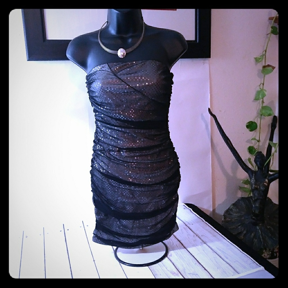 Strapless black dress