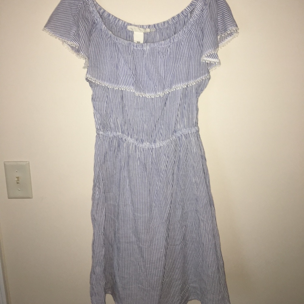 striped off the shoulder dress