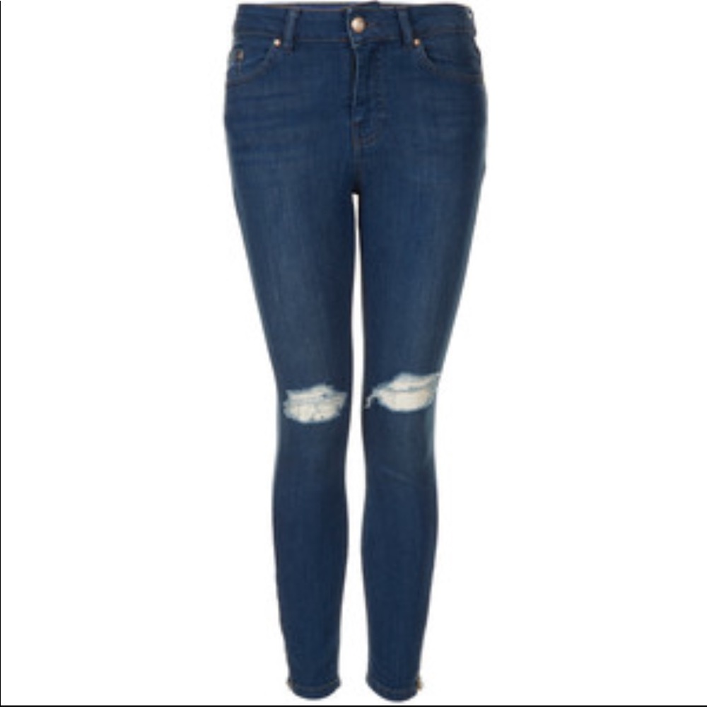 TOPSHOP CAREY MOTO JEANS RIPPED KNEE