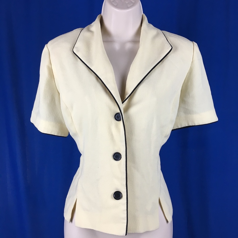 Danny & Nicole Creme Button Front Blazer Blouse