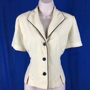 Danny & Nicole Creme Button Front Blazer Blouse