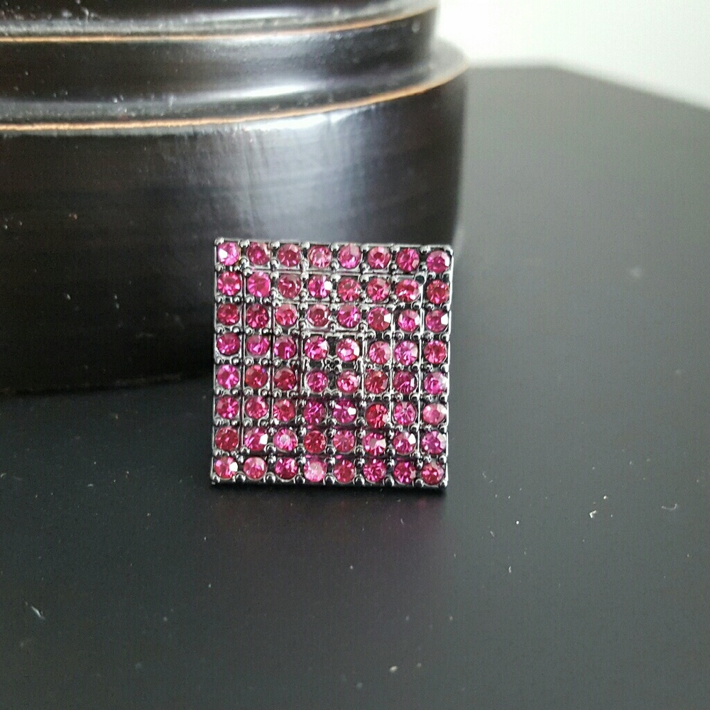 Pink CZ Square Shape Ring