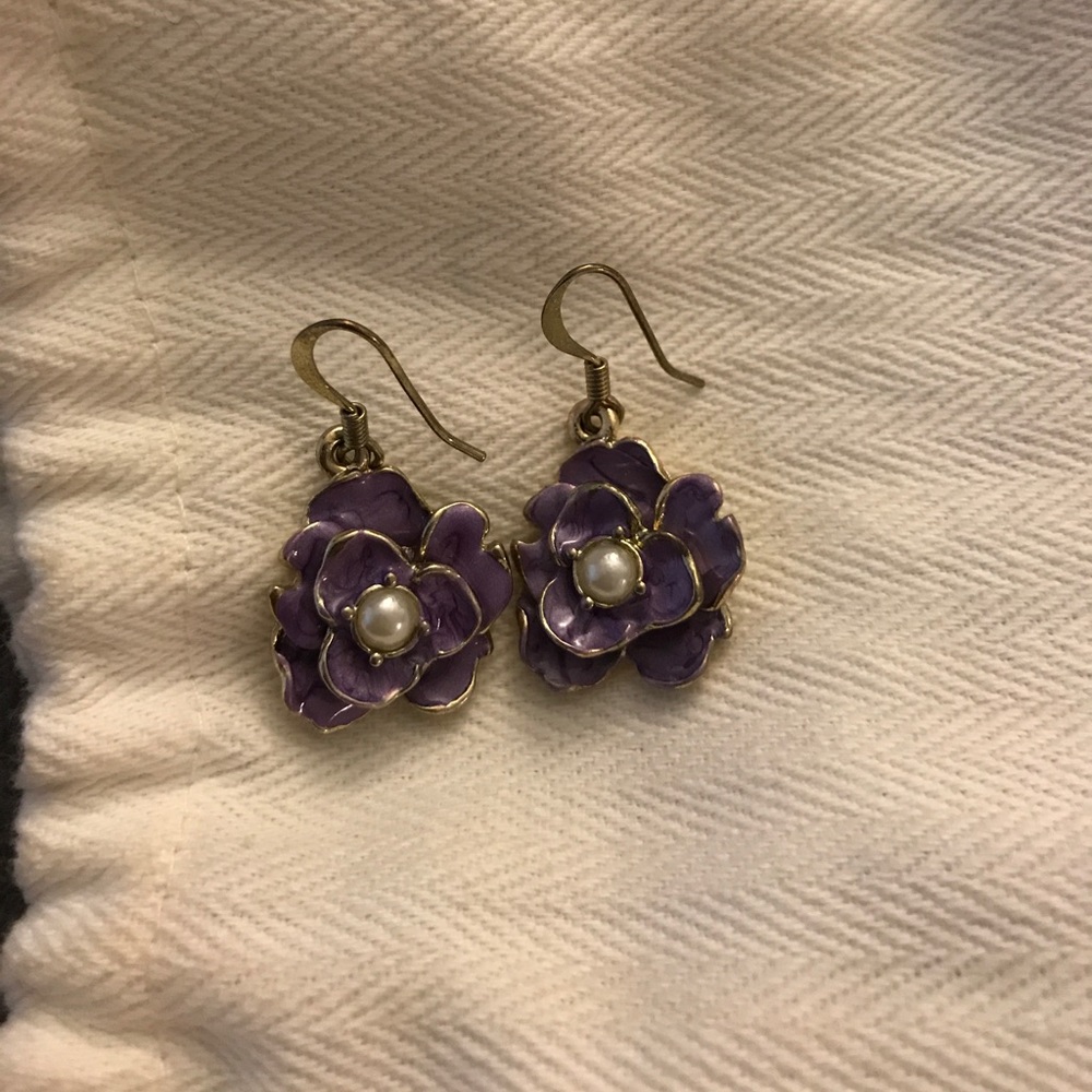 Purple floral earrings 💜💜💜💜