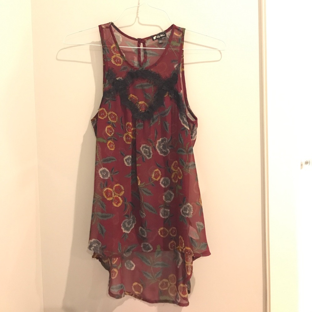 Burgundy floral blouse