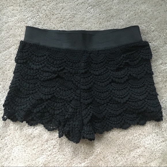 Forever 21 Pants - Black Crochet Shorts