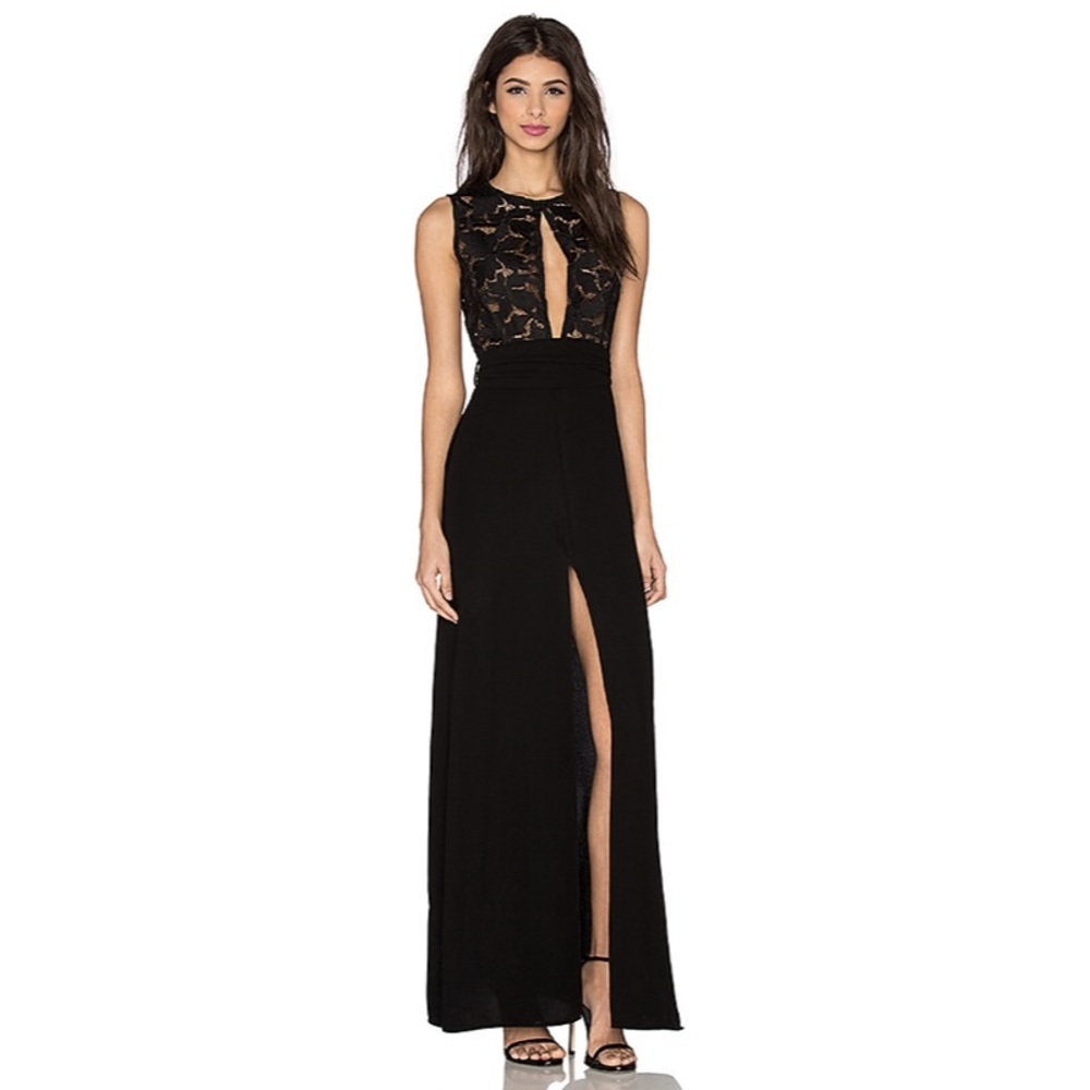 Black gown hemmed at bottom to fit 5'3" height