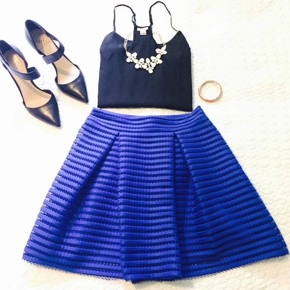 Chic Blue Fit and Flare Mini Skirt!