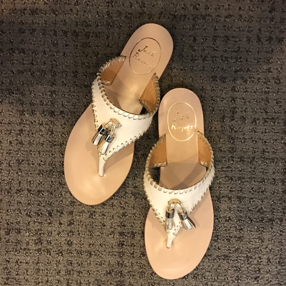 JACK ROGERS gold, cream sandals