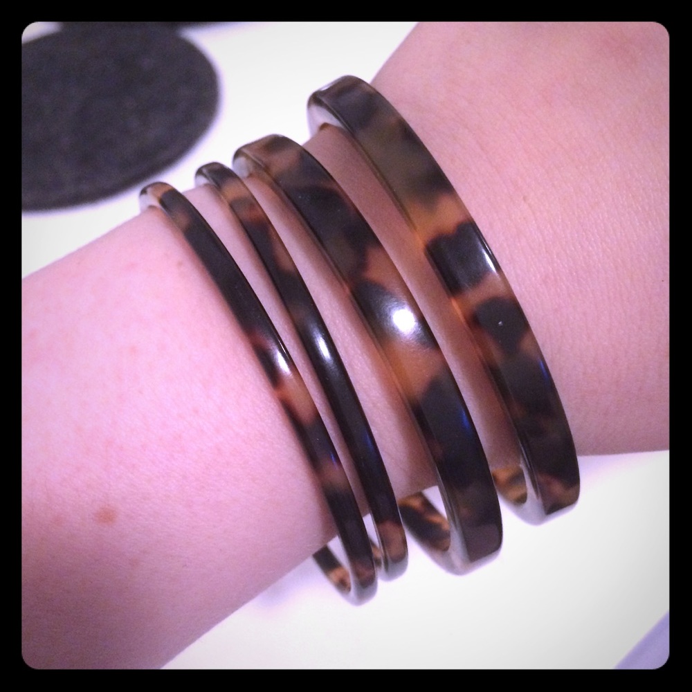 Four Tortoiseshell Bangle Bracelets J. Crew