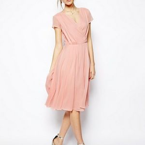 ASOS Pink Midi Wrap Dress
